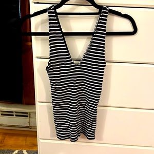 navy blue and white tank top